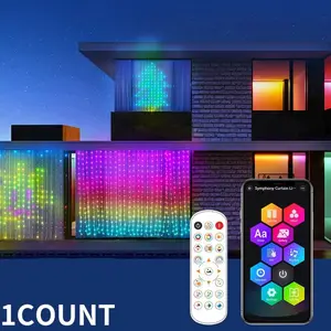 Smart APP Control LED Curtain Lights, 400 Leds 6.6x6.6 Ft, DIY Text Animation, Music Sync, USB Powered, Indoor Outdoor Use
