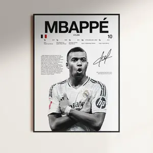 Kylian Mbappé Poster, Soccer Wall Art, International Football Star Print, Sports Room Decor, Soccer Fan Gift (Unframed, Print Only)