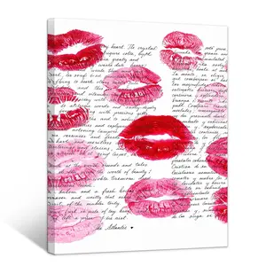 1pc Stylish Red Lip Kiss Romantic Canvas Art Print - Vintage Poster with Wrapped Frame Wall Decor Perfect for Bedroom Living Room & Dorm Room Ideal Gift for Her & Him