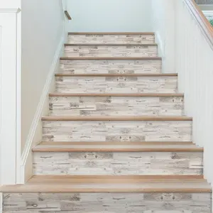 Wood Grain Pattern Stair Sticker, 7 Counts Self-adhesive Waterproof Wall Sticker, Home Decor Collection, Interior, Adhesive Stickers
