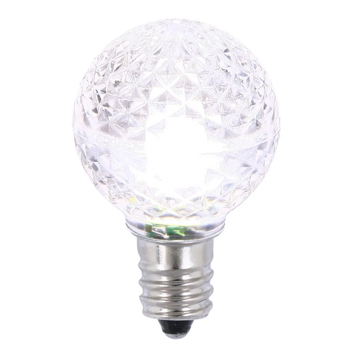 212 MAIN E12 Nickel Base 0.45W G30 Round Faceted Pure White LED Lights Bulb, Home & Festive Decoration LED Bulb