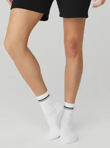 Free Gift JH Fall Winter White Cotton Socks - Letter Print Yoga Running Socks, Versatile Casual Fitness Socks (Individually Packaged, OS)