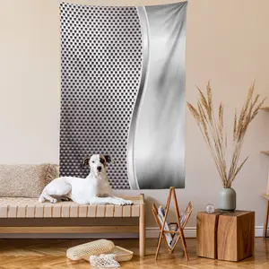 Grey Tapestry, Cool Background with Square Shaped Grid Speaker Featured Industrial Iron Design Print, Wall Hanging for Bedroom Living Room Dorm Decor, 60" X 80", Grey