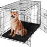 CAPHAUS Foldable Dog Crate Wire Metal Dog Kennel w/ Leak-Proof Pan & Protecting Feet & Divider Panel, Small, Medium & Large Dog Crate Indoor Wire Dog Cage, 36”/42”/48”w/ Double Doors