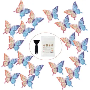 20 count Non Slip Bathtub Stickers, Adhesive Butterfly Anti Slip Decal Treads for Shower and Bath Tub with  Scraper (PurpleBlue)