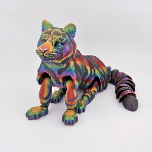 Prospect 3D - Kings of the Jungle 3D Printed Rainbow Tiger Figure - Colorful Jungle Cats Artwork