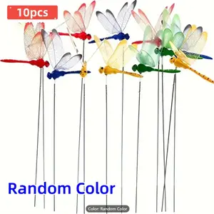 10 Pieces 3D Simulation Dragonfly Garden Stakes, 5 Colorful Options for Vibrant Outdoor Decor, Perfect for Parties and Festivals