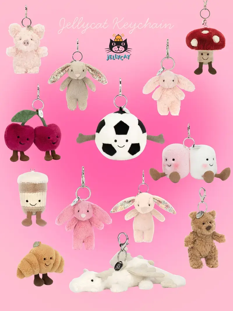Adorable Soft Plush Animal Keychain – Cute Bag Charm for Backpack, Handbag, Tote, Car Keys and Travel Accessories, Great Gift for Women, Teens, Kids and Plush Lovers