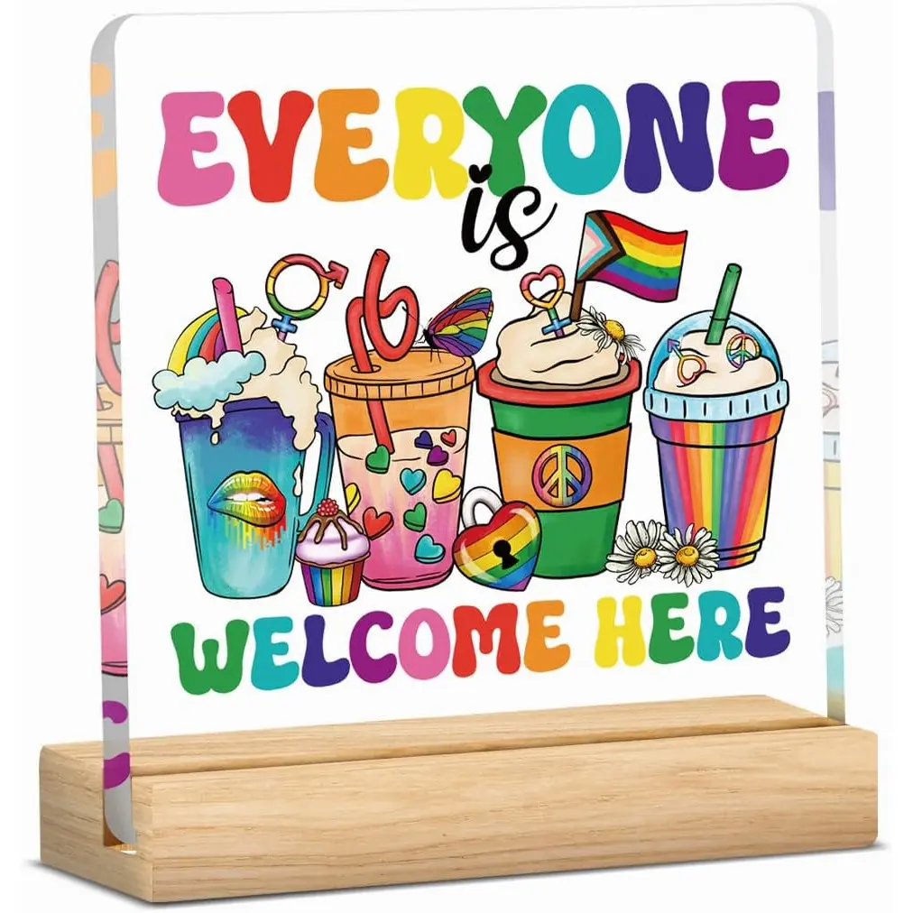 Pride Month Decorations LGBTQ Pride Gifts Rainbow Gifts for Gay Lesbian Bisexual Transgender Queer Pansexual LGBTQ Home Bedroom Desktop Decor Celebration Acrylic Sign