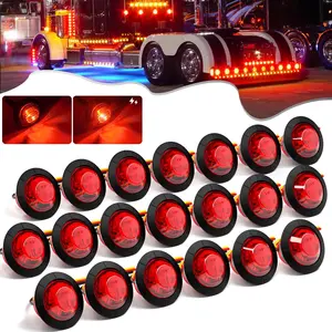 20Pcs 3/4" Strobe Flash+Steady Marker Lights Dual Function Red LED Trailer Side Clearance Tail Round Lights 12V Brake Stop Turn Warning Waterproof Lamps for Trailer Truck Bus ATV UTV Van RV
