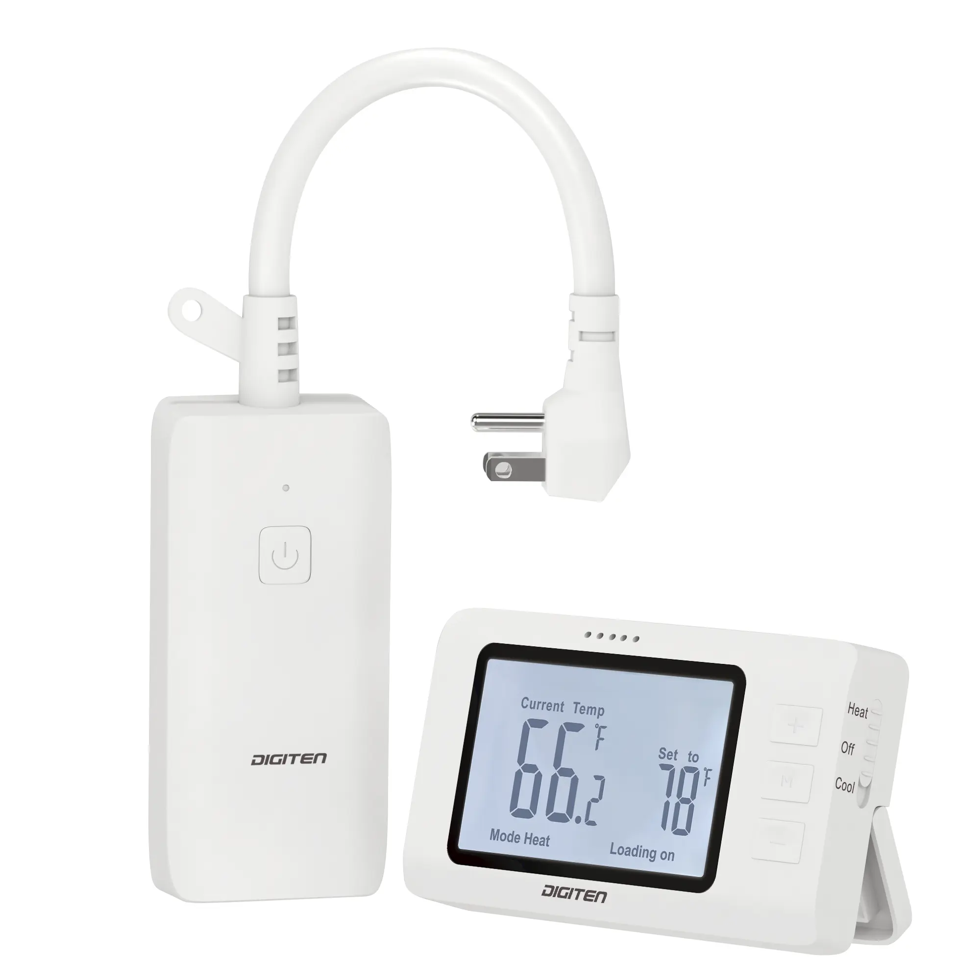 DIGITEN Wireless Thermostat Outlet Temperature Controlled Outlet with Power Cord for Heating and Cooling, Remote Control Plug in Thermostat 1800w for Space Heater, Fan, AC