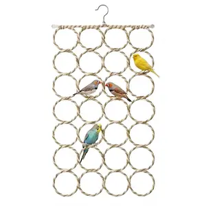 Parrot Climbing Net Toy Hanging Hemp Rope Swing Hammock for Bird Cage Activity Exercise Ladder for Budgie Parakeet Cockatiel Conure Macaw African Grey Cockatoo Small Pet