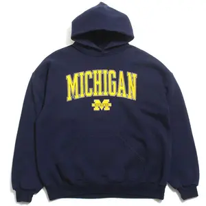 Vintage Michigan Hoodie - Classic University of Michigan Sweatshirt, Retro College Style Pullover, Navy Blue Unisex Hoodie