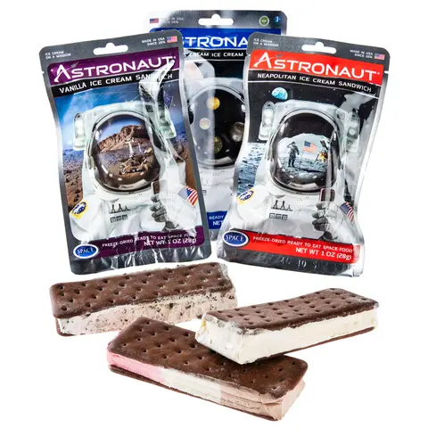 Astronaut Ice Cream: 4 Sandwich Flavors, Vanilla, Cookies and Cream, Mint Chocolate Chip, Neapolitan, Freeze-Dried Fresh Treats Snack Food - US Made