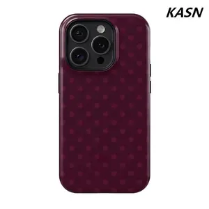 Burgundy Polka Dot Aesthetic Protective Case | Fashionable Phone Case for iPhone 17, 17 Air, 16, 15, 14, 13, 12, 11 Pro Max, Pro, Plus | High Quality Shockproof Cover | Trendy iPhone Case Shopping Pick