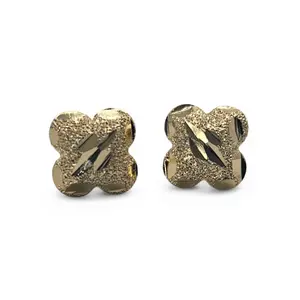 Flower Nuget Design 14k Gold Plated Stud Earrings for Women