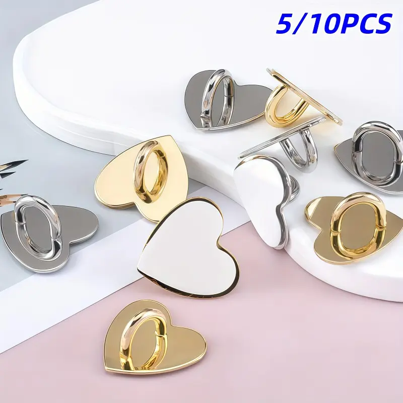 5/10pcs Heart Shaped Adhesive Metal Charms, Decorative Charm, for DIY Crafts, Diy Craft Embellishments, Perfect for Phone Cases, Lanyards, Shoes, and Watches, Heart Design Accessories, Heart Charm Decor, Diy With Charms