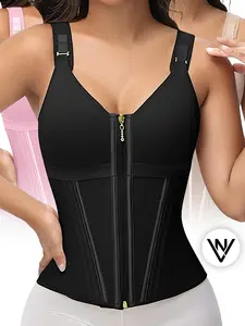 VN Waist Shapewear for Women with Bra Tummy Control Waist Trainer Corset for Women Clip and Zip Waist Trainer Girdle Workout Shapewear with Adjustable Shoulder Strap Solid Color Adjustable Shoulder Strap Shapewear Tops