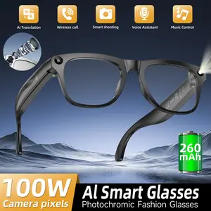 SIMSONLAB AI Smart Glasses, First-Person Shooting, AI Voice Assistant, Real-Time Translation, 260mAh Long Battery Life, Bluetooth Connection, Dual-Channel External Speaker, Music Playback, Incoming Call, Auxiliary Communication