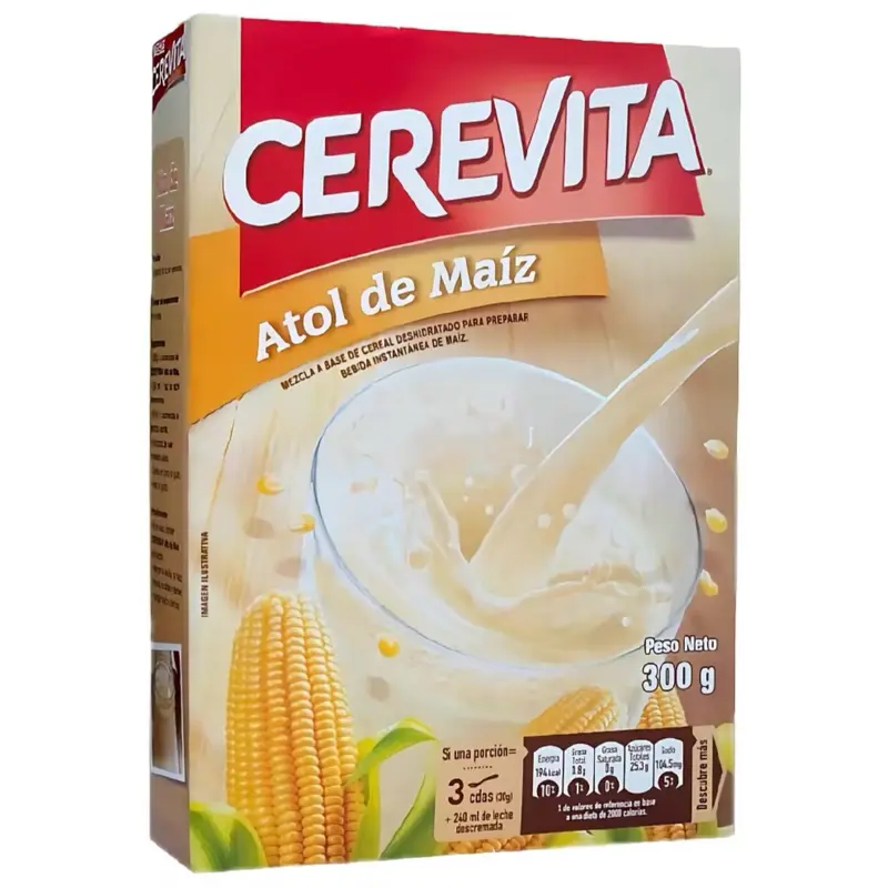 Cerevita Atol De Maíz Fortificado con Vitaminas y Hierro corn and hot cereal mix 1 caja de 300 gr. From Guatemala