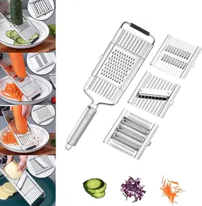 Stainless Steel 4 in 1 Multi-Purpose Vegetable Slicer, with 4 Adjustable Blades for Various Vegetables, Easy Cleaning Ideal for Busy Cooks Perfect Kitchen Helper