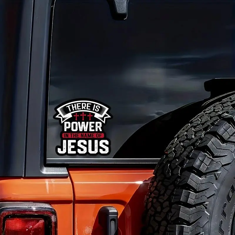There Is Power in The Name of Jesus Car Sticker, Car Decals, Car Window Decal, Car Exterior Decoration Accessories, Car Decorations for Jeep Wrangler, Car Accessories