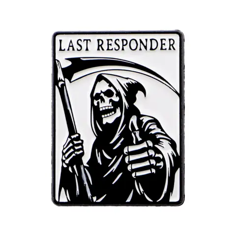 "Last responder" Vintage Halloween Skull Metal Alloy Brooch Pin Clip, Lapel Pin, Punk Style Fashion Badge,Cartoon Accessory for Bags Clothes Hats, Perfect Gift for Her,Friends&Family