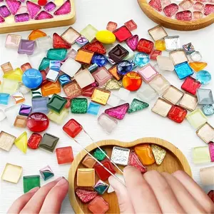 150pcs Mixed Color Crystal Mosaic Tiles, Geometric Pattern for DIY Home Decor, Art Projects, Fun Crafts, Halloween, Christmas, Thanksgiving