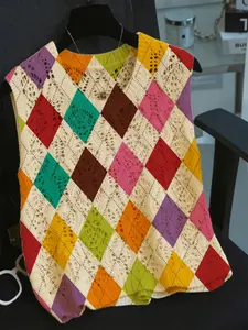 Women's Boho Rainbow Patchwork Knit Vest, Round Neck Sleeveless Sweater, Casual Breathable Design, All Seasons Wear
