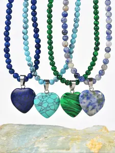Vintage Heart Shaped Stone Decor Beaded Necklace, Boho Style Jewelry for Women for Party, Daily Clothing Decor, Trendy All-match Jewelry for Birthday Gift, Daily Wear Necklace