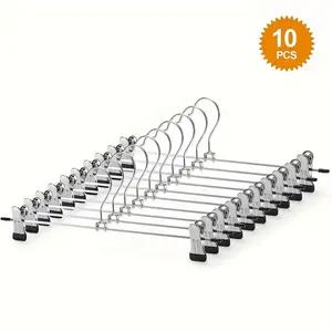 Durable Stainless Steel Pants Hangers, Non-Slip Clips, Rust-Resistant Metal Racks, Ideal for Wardrobe Organization & Christmas Gifts, Space Saving Hanger