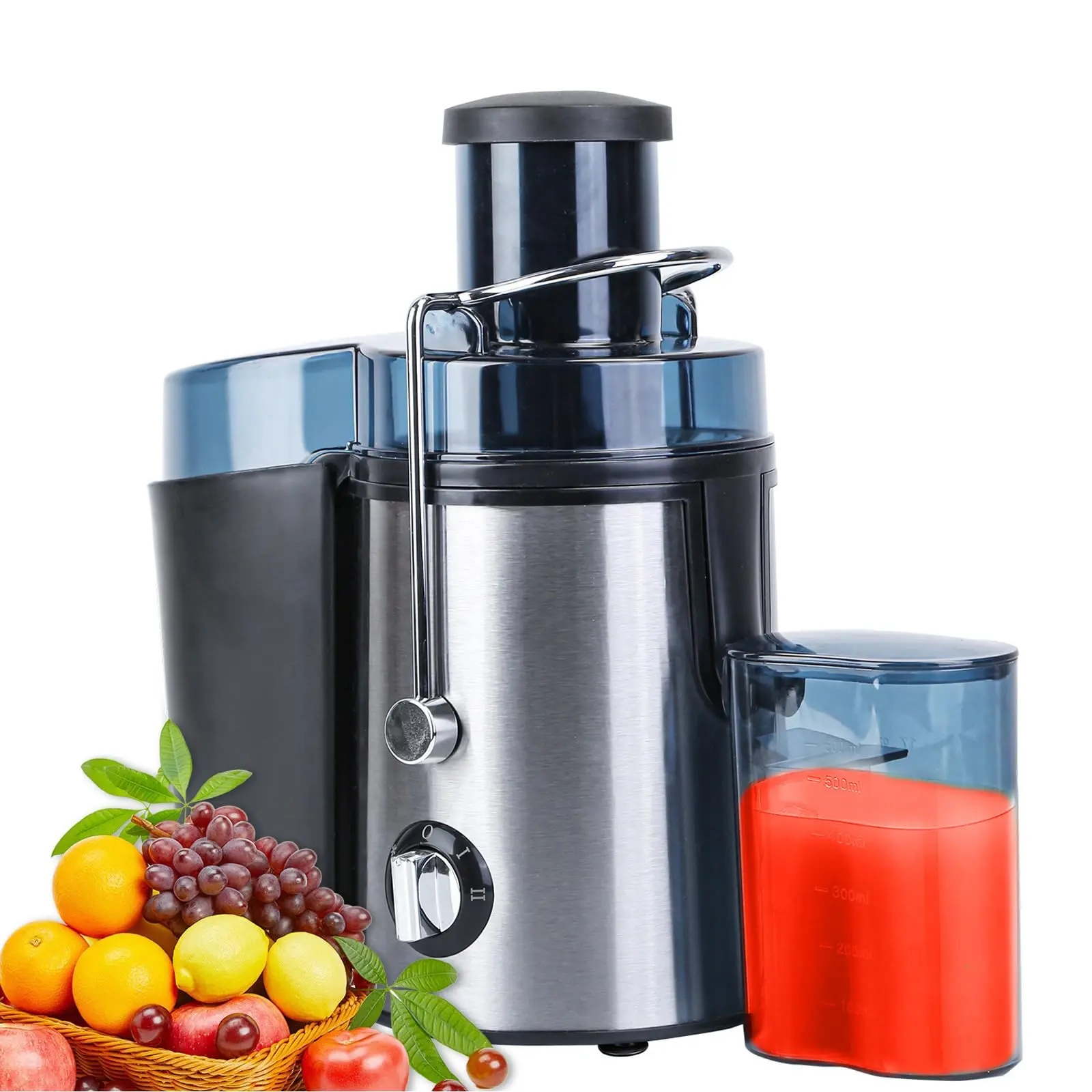 Electric Centrifugal Fruit Vegetable Juicer Extractor, 1000W Powerful Motor, 2 Speed Settings, 3.6 Inch Wide Feed Chute, 17Oz Juice Container, 54Oz Pulp Collector