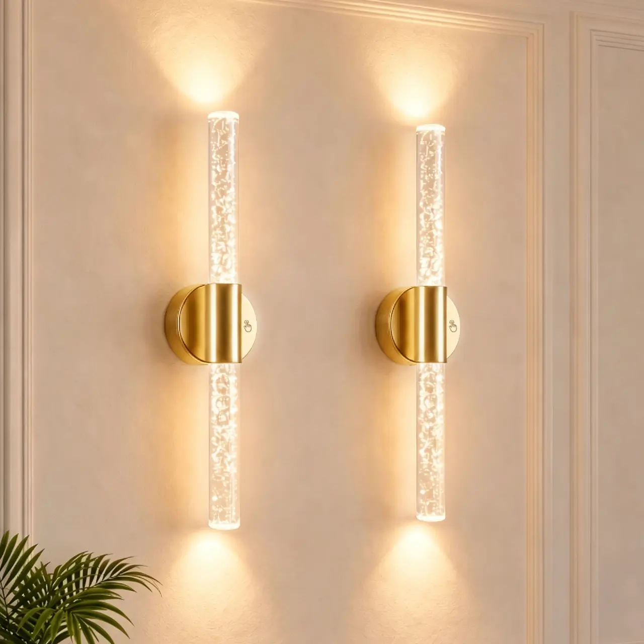 GALENTAL Wall-Mounted LED Sconce Set of 2, Rechargeable Wireless LED Wall Light with Remote & Touch Control, Dimmable 3 CCT 3000K/4500K/6500K Magnetic Lamp, Dimmable Light, Wireless LEDs for Bedroom, Indoor Use
