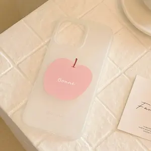 Pink Apple phone case suitable for iPhone 16, 15 Pro Max, same style as Zhao Lusi's, iPhone 17, Korean style, 13, fresh and simple, 11, soft