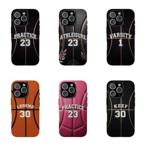 【2D design】Athleisure Basketball Texture Phone Case for iPhone 15 14 13 Pro Max - Aesthetic Sports Textured Protective Case for Women & Men, Game Day Retro Varsity Design Cover