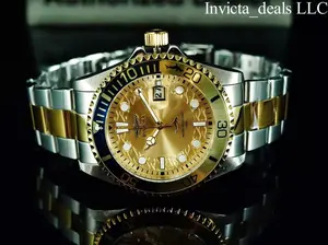 NEW Invicta Men's 43mm Pro Diver HAMMERHEAD Jubilee GOLD DIAL Two Tone Stainless Steel Watch