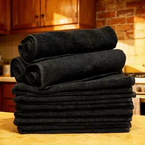 10 Pack Microfiber Cleaning Cloths, Soft Absorbent Multi-Purpose Household Kitchen Towels, Home Car Wash Cloth Essentials