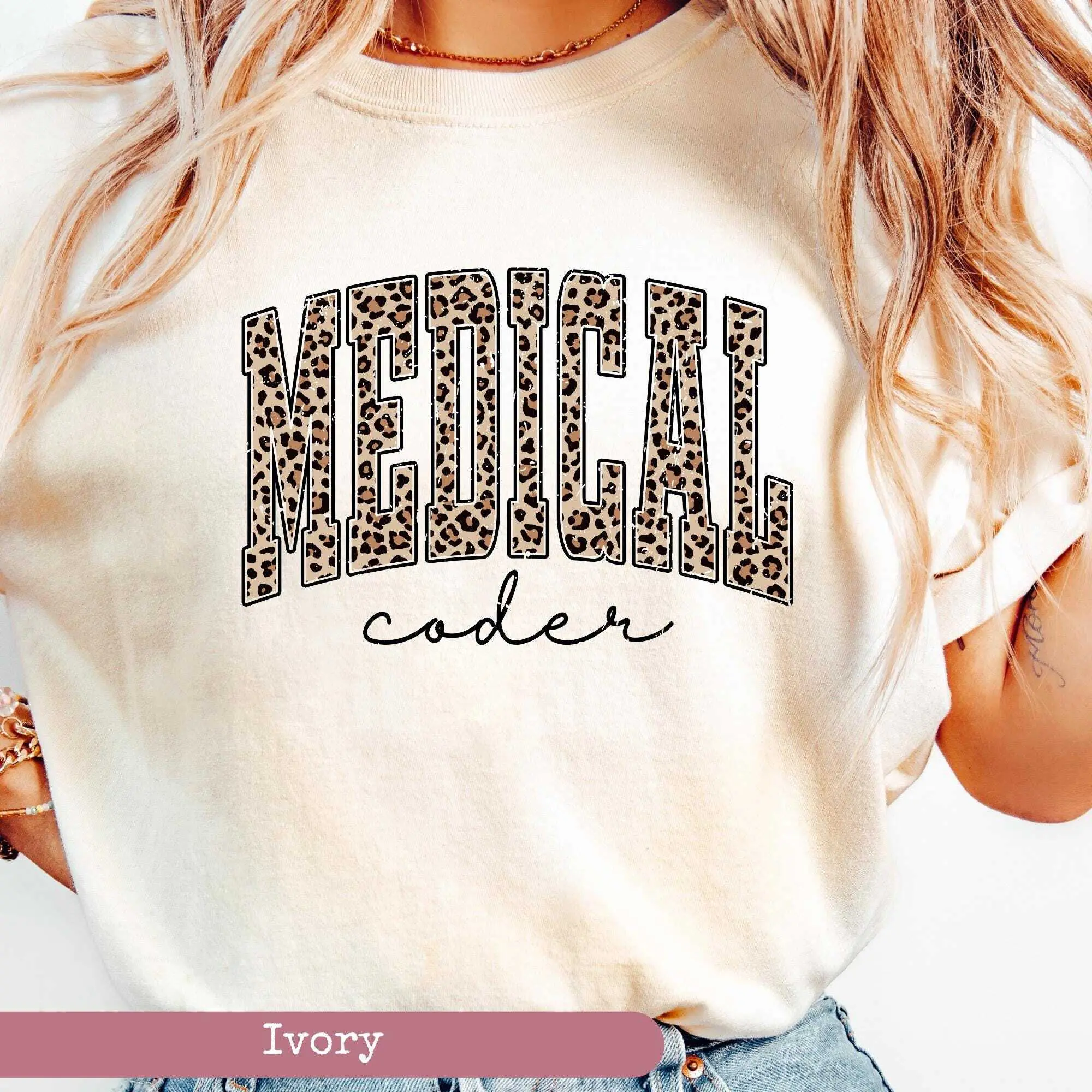 Comfort Colors®, Leopard Medical Coder Shirt, Medical Scribe Tee, Medical Assistant Tee, Student Gift, Cotton Fit