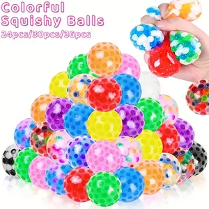 24 Pieces Party Gifts Set with Round Square Transparent Balloons TPR Water Droplet Balls for Easter Birthday End of Year Gifts Stress Relief Fun Stress Relieving Pinch Balls favor decoration