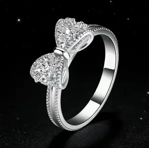 Sterling silver promise ring set with cubic zirconia, suitable as a gift for girls or couples,perfect for daily wear Valentine's Day Gift.