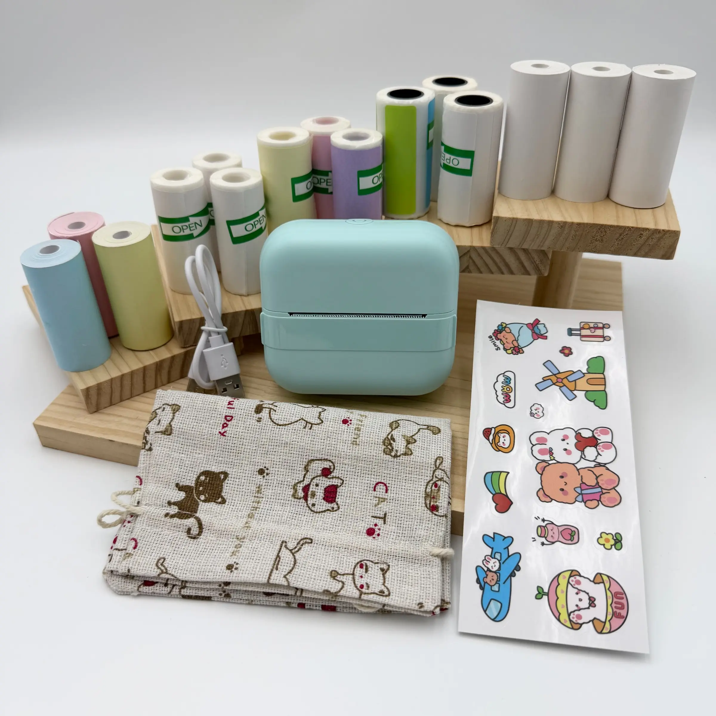 Mini Portable Thermal Bluetooth-compatible Pocket Printer Set, Wireless Sticker Printer, Print Pictures Photos Labels To-Do Lists, USB PD Charging, Non-Button Cell Battery, Inkless Printer
