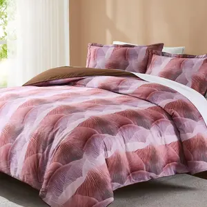 Lush Decor x Chuks Collins Gilded Spore Cotton Duvet Cover Set - 3-Piece with Print Pattern, 100% Cotton Sateen, OEKO-TEX Certified, Rose & Burgundy Hues, Modern Elegance