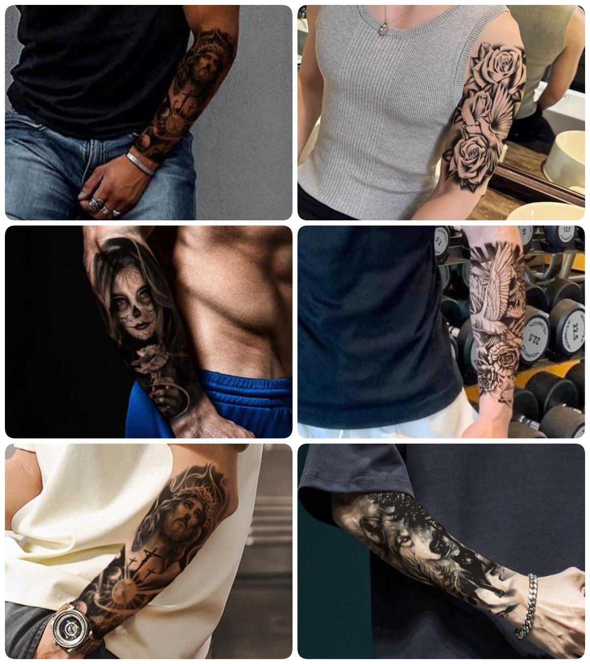 76 Sheets Large Black Temporary Tattoo Stickers - Tribal Wolves, Tigers, Lions, Snakes, Skulls, 12 Fake Tattoo Stickers for Men & Women Arm Designs 76 Sheets Large Black Temporary Tattoo Stickers - Tribal Wolves, Tigers, Lions, Snakes, Skulls, 12 Fake Tattoo Stickers for Men & Women Arm Designs