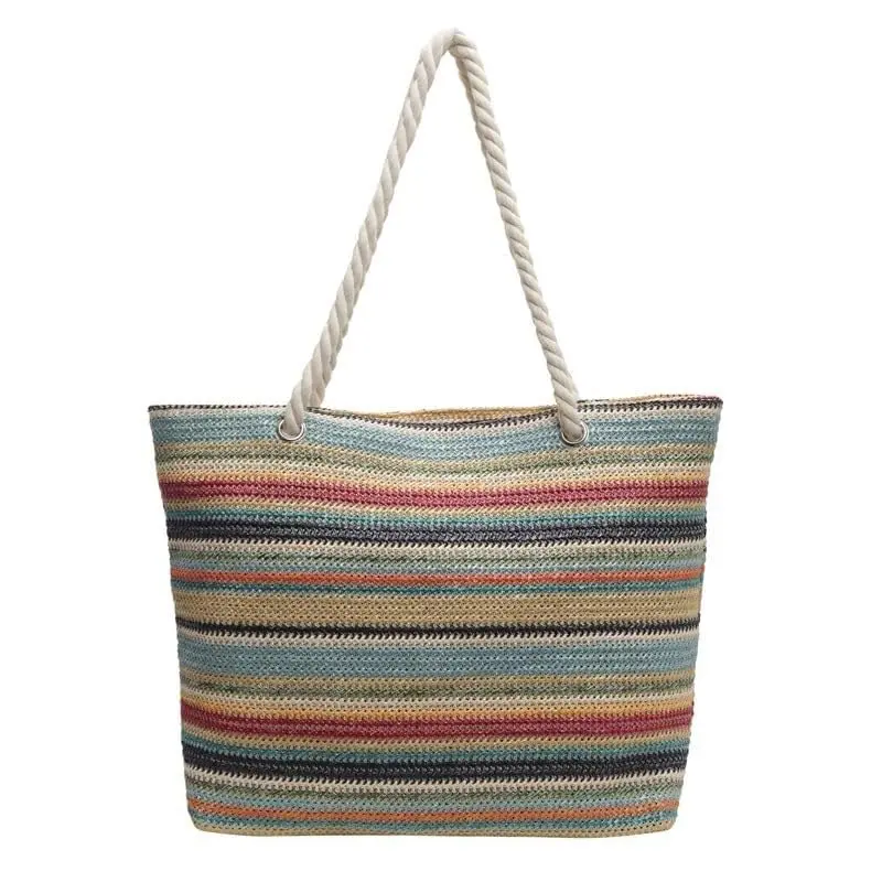Women's Large Capacity Portable Crochet Knit Shoulder Bag - Breathable Mesh Open Weave, Soft Fabric Slouchy Design, Seashell Aesthetic, Gym-Style, Sport, Multi-Functional, On-The-Go Gym & Outdoor Accessory for Summer Beach Travel, Gym-Style Shoulder Bags,