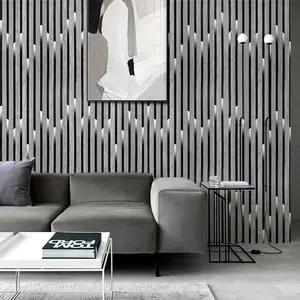 1 Roll 3m/5m Chinese Retro 3D Grid Stripe PVC Self-Adhesive Wallpaper, DIY Home Decor Background Wall, Easy Installation, No Special Treatment