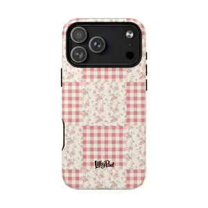Pink Gingham Flower Phone Case | Tough Magnetic Case