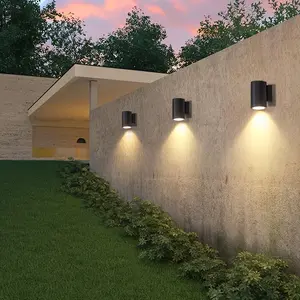 LED Solar Powered Round Wall Light, Outdoor Garden Landscape Decorative Lamp, Modern Simple Creative Lighting for Yard, Patio, Stairs