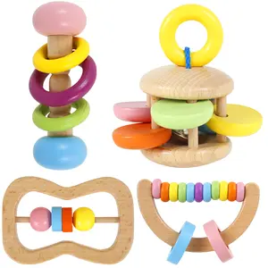 4Counts Wooden Bunny Toy Safe Wood Rabbit Toy Interactive Rabbit Chew Toy Bite Resistant Rabbit Teeth Grinding Toy Hamster Chew Toy for Rabbits Hamsters Guinea Pigs Gerbils