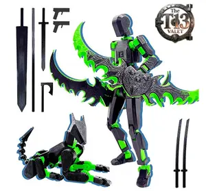 3D Printed T13 Action Figure Set Fully Assembled Titan 13 & Dummy Robot, Multi-Jointed Movable Toys