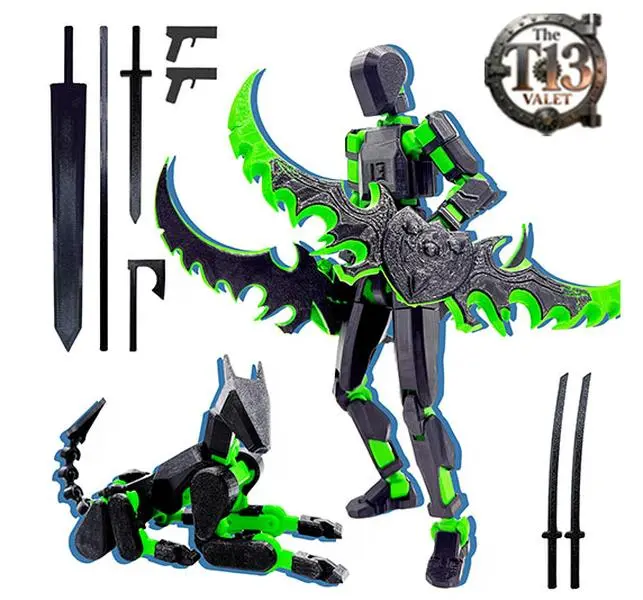 3D Printed T13 Action Figure Set Fully Assembled Titan 13 & Dummy Robot, Multi-Jointed Movable Toys
